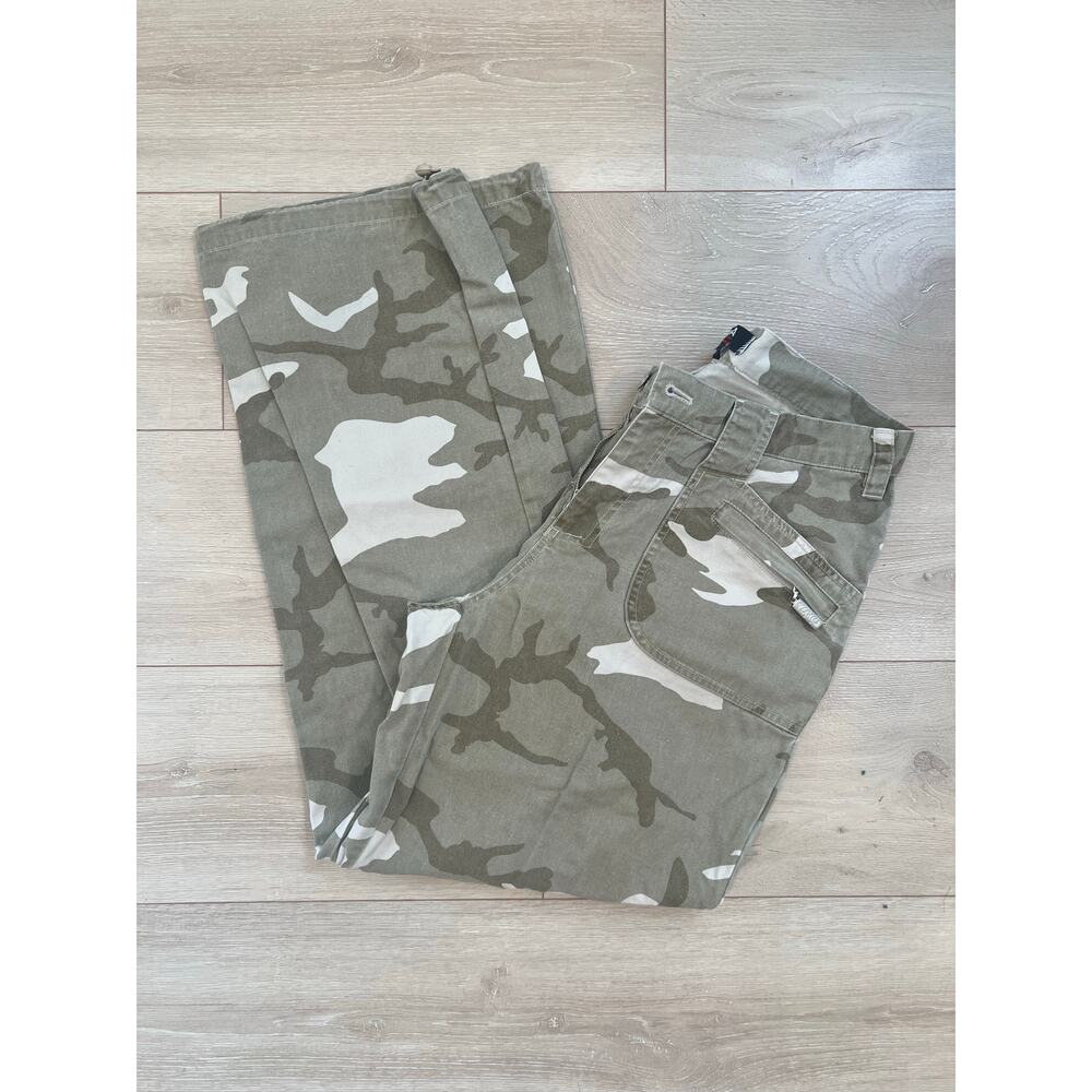 Vintage Nikita Camo Utility Wide-Leg Pants Olive Camo
